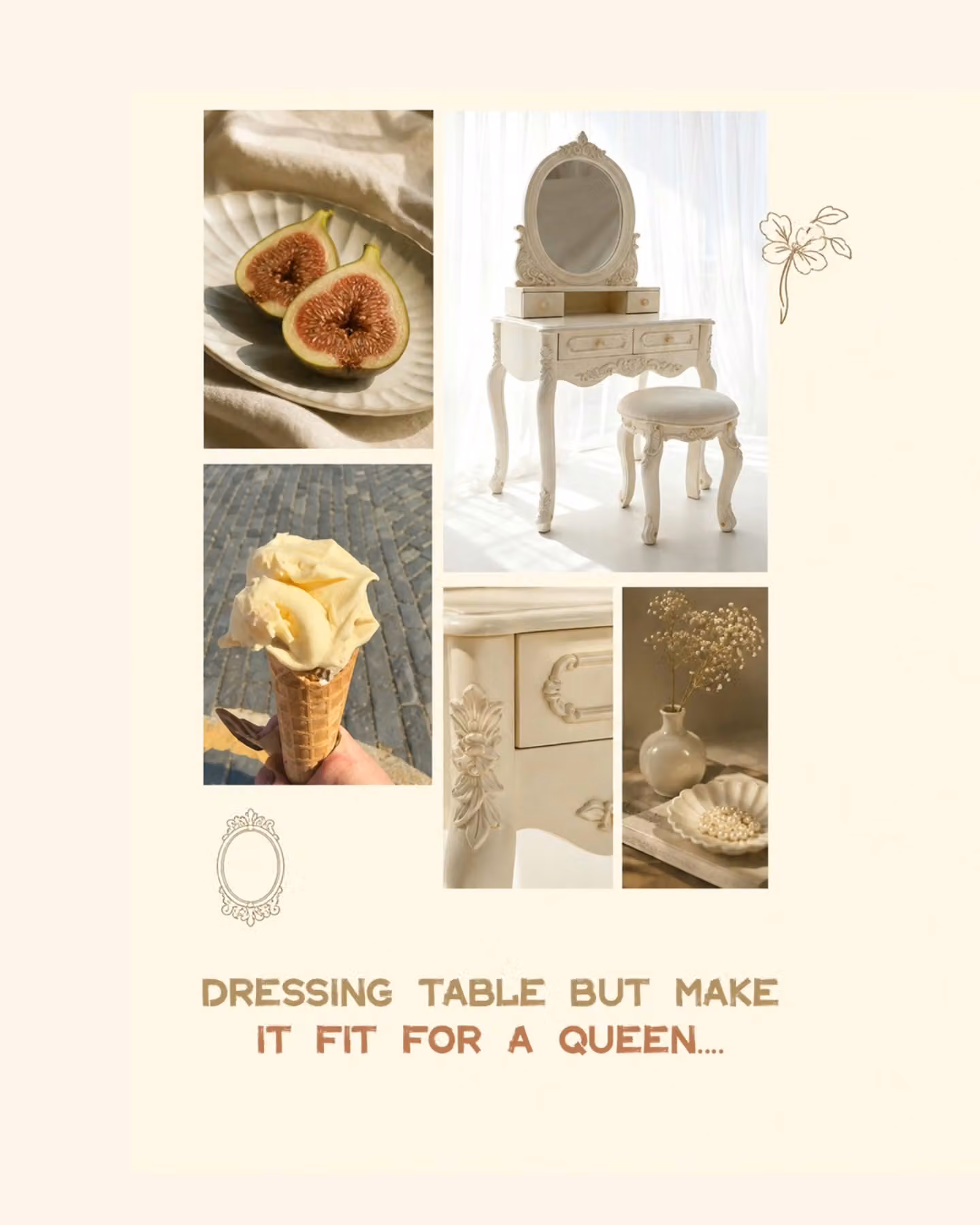 Ornate white dressing table