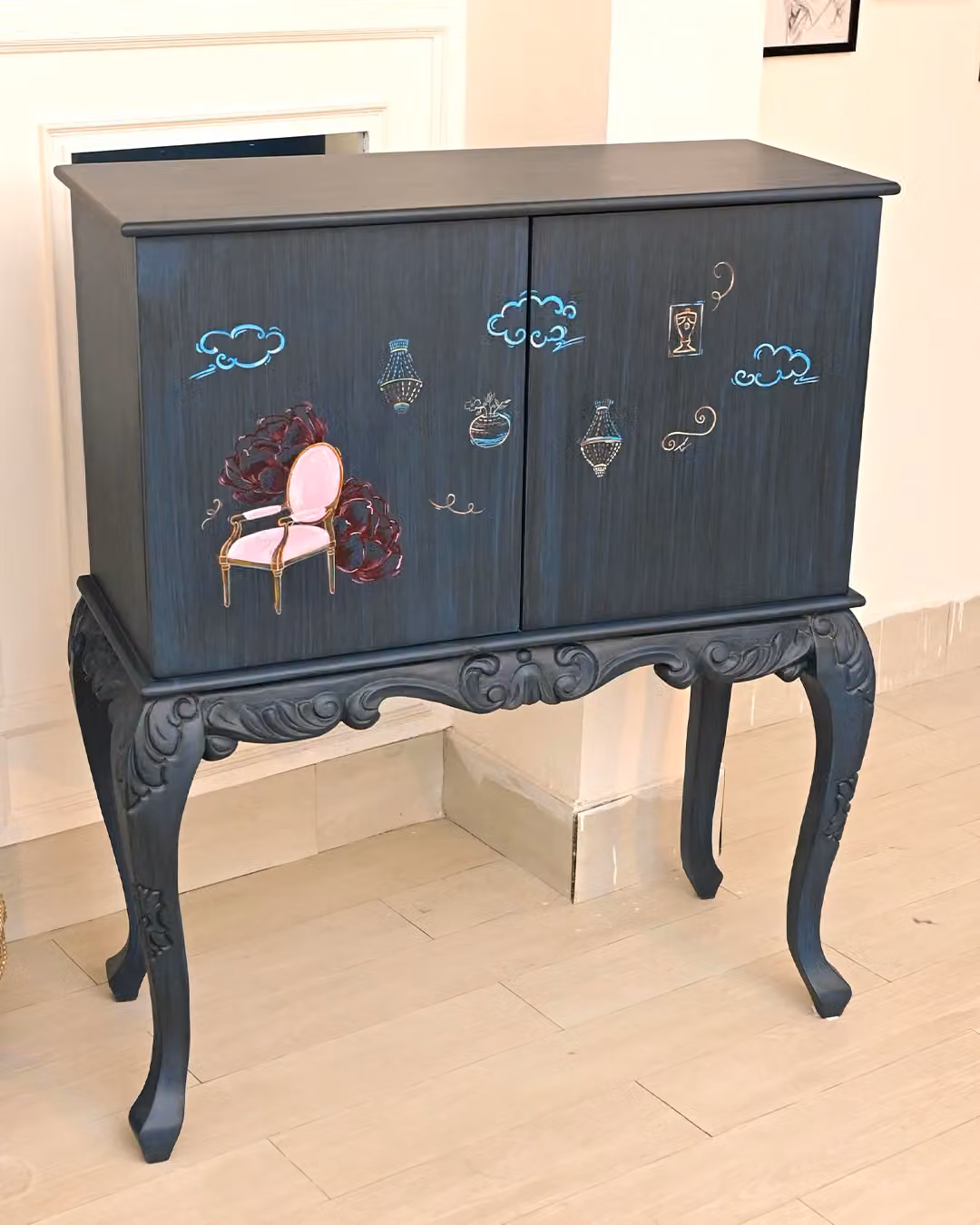 Rêveuse dark painted cabinet